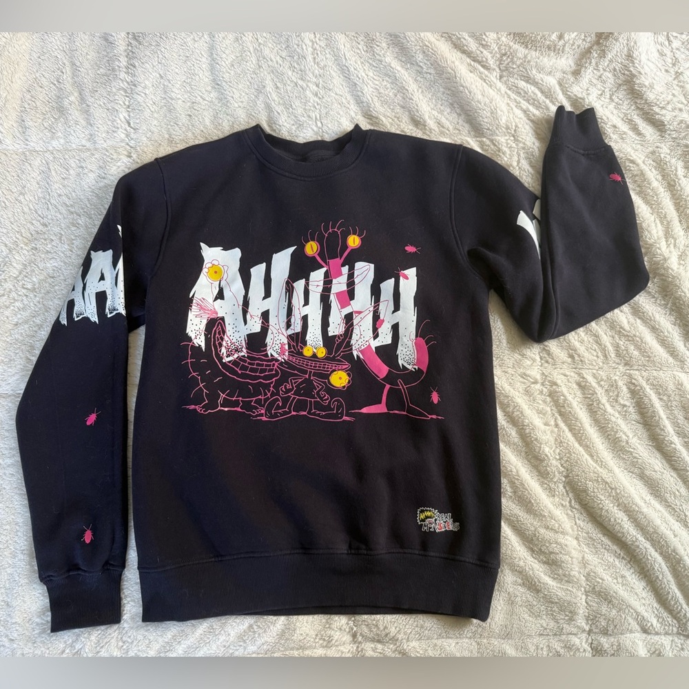 Nickelodeon Aahhh!! Real Monsters Black Graphic Sweatshirt Unisex Size Medium